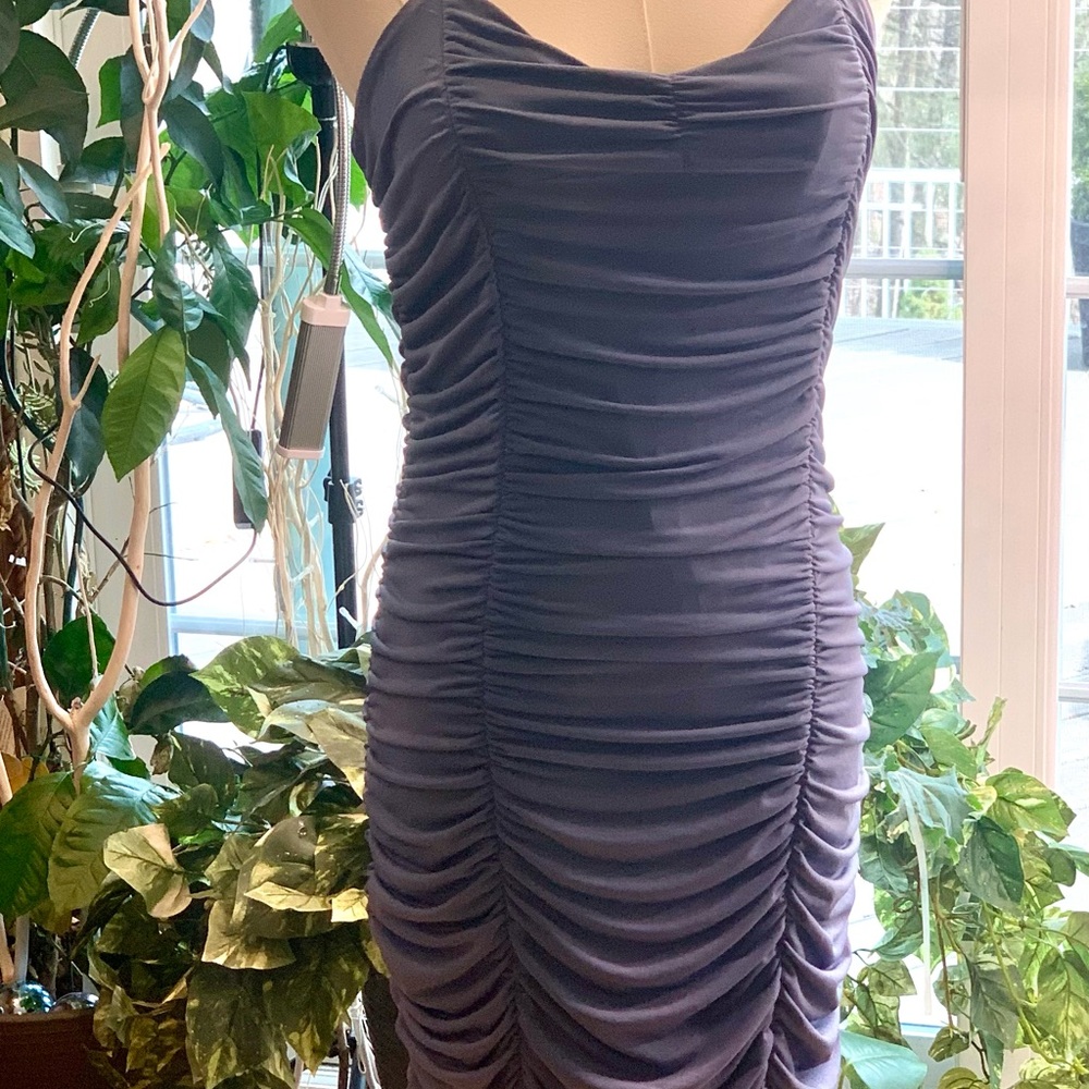 Flattering Blue Ruched Dress